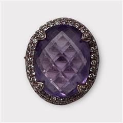 Luvente Lady's Amethyst & Diamond Gemstone Rose Gold Ring MSRP $2580